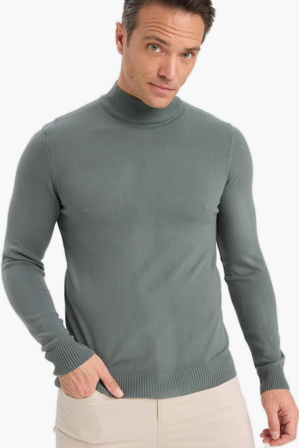 Slim Fit Slim Cut Turtleneck Basic Plain Knitwear Sweater