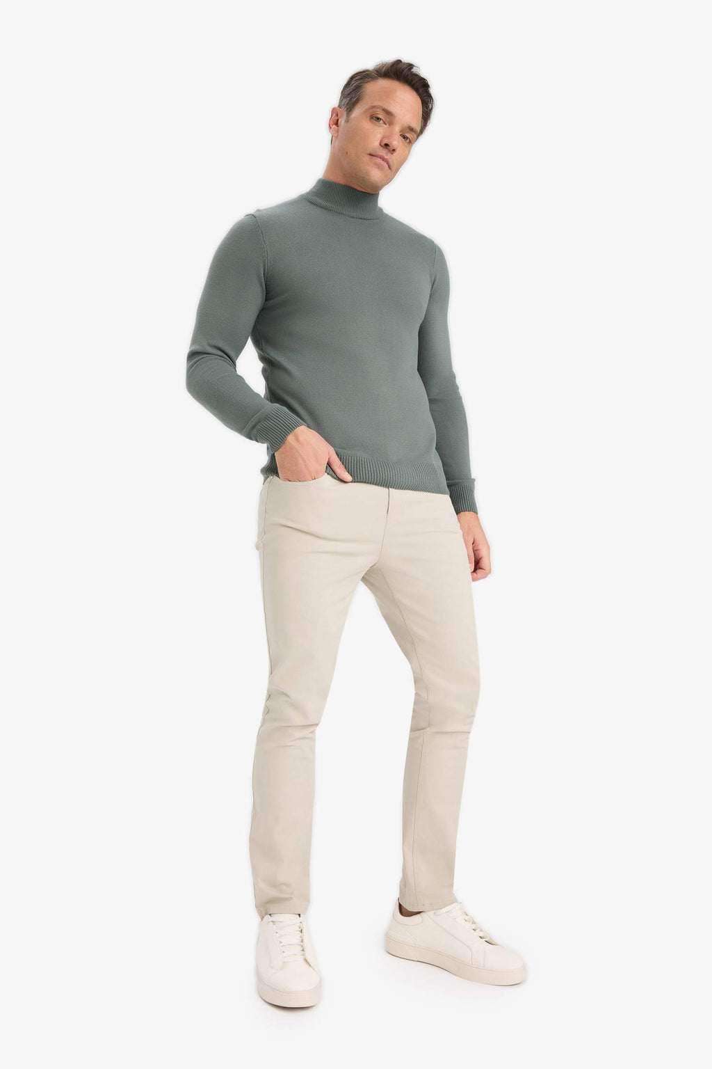 Slim Fit Slim Cut Turtleneck Basic Plain Knitwear Sweater