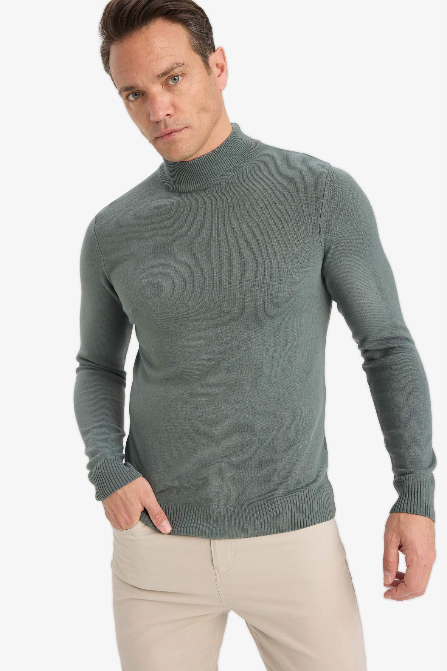 Slim Fit Slim Cut Turtleneck Basic Plain Knitwear Sweater