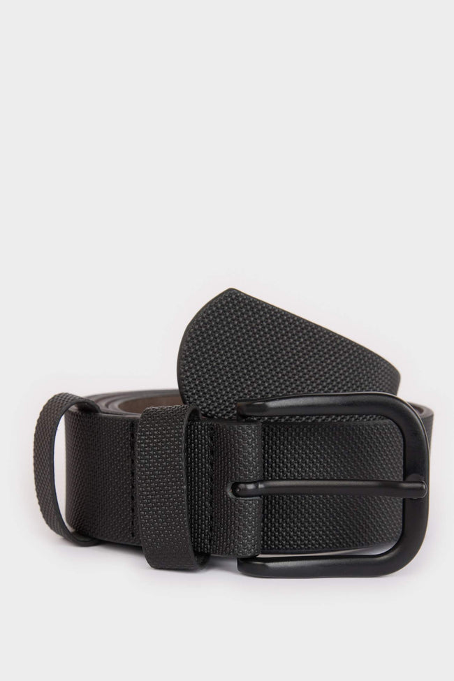 Men's Oval Buckle Faux Leather Jean Belt Hover Image