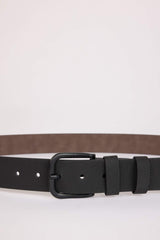 Men's Oval Buckle Faux Leather Jean Belt