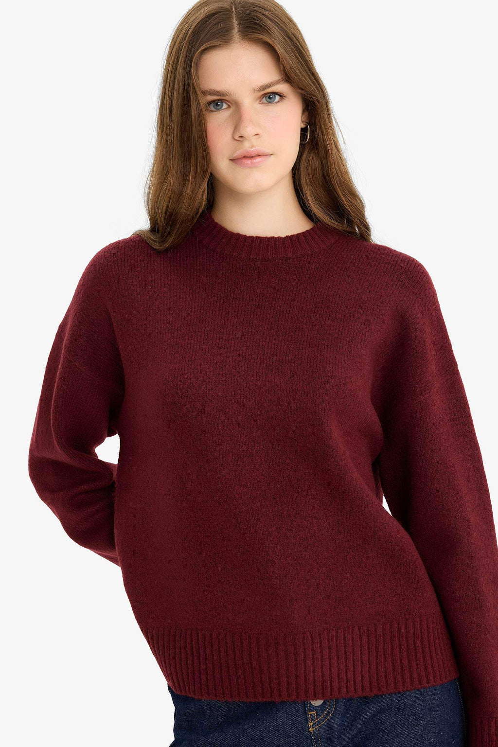 Oversize Loose Fit Crew Neck Knit Sweater