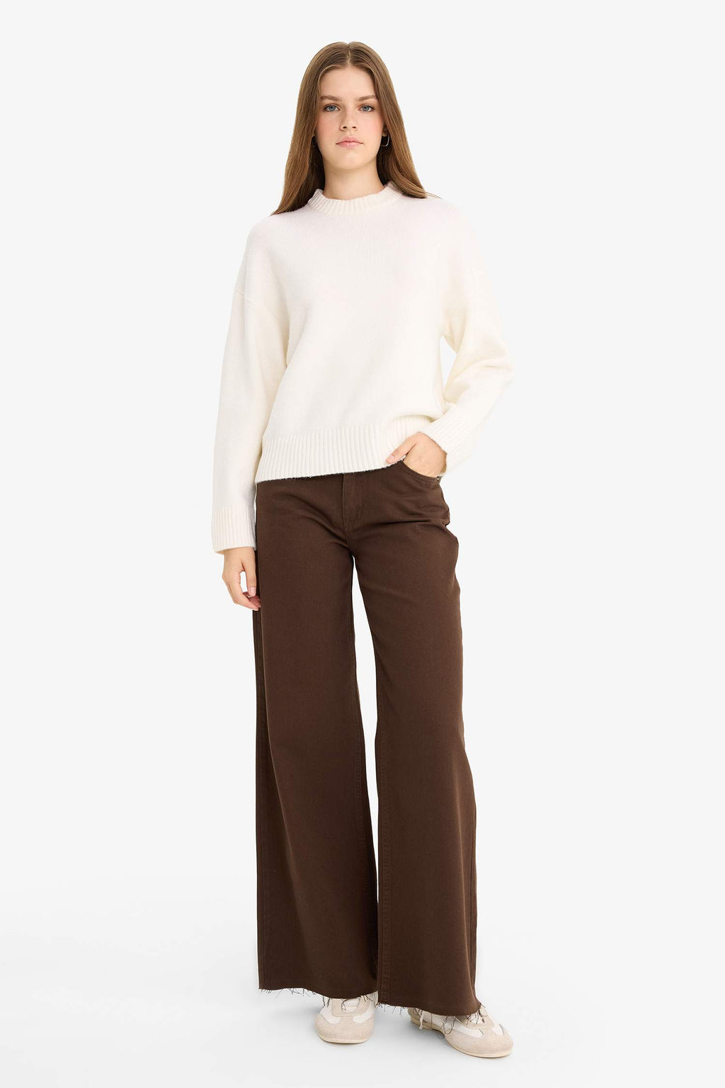 Oversize Loose Fit Crew Neck Knit Sweater