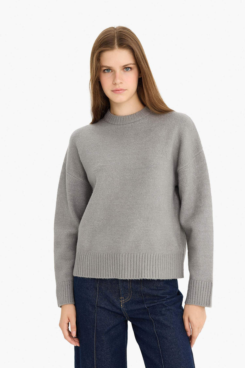 Oversize Loose Fit Crew Neck Knit Sweater