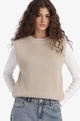 Oversize Wide Fit Crew Neck Knit Sweater