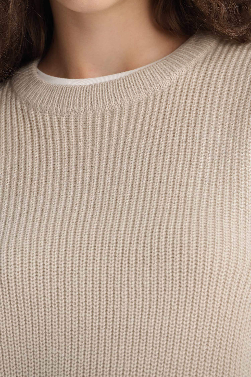Oversize Wide Fit Crew Neck Knit Sweater