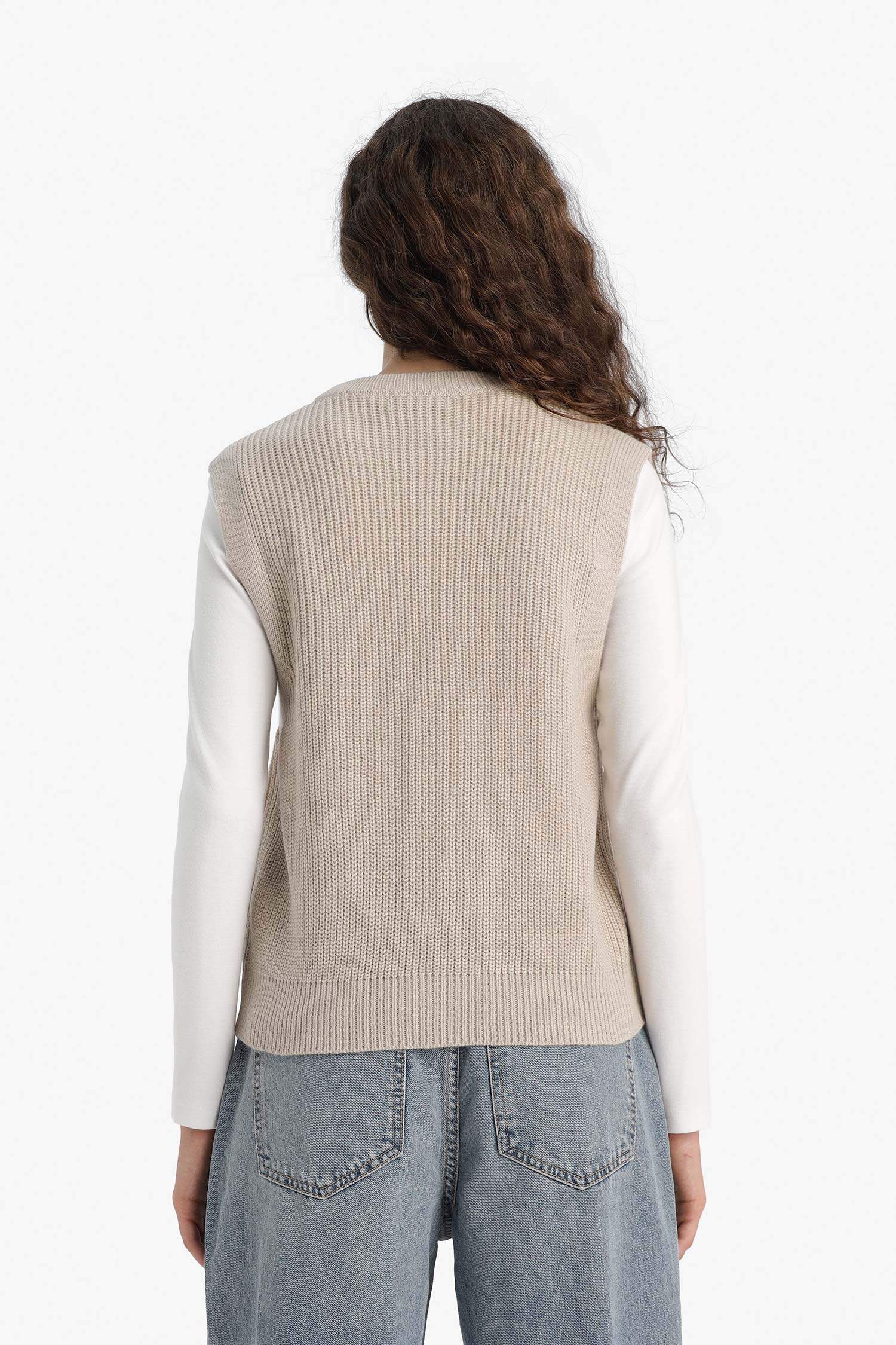 Oversize Wide Fit Crew Neck Knit Sweater