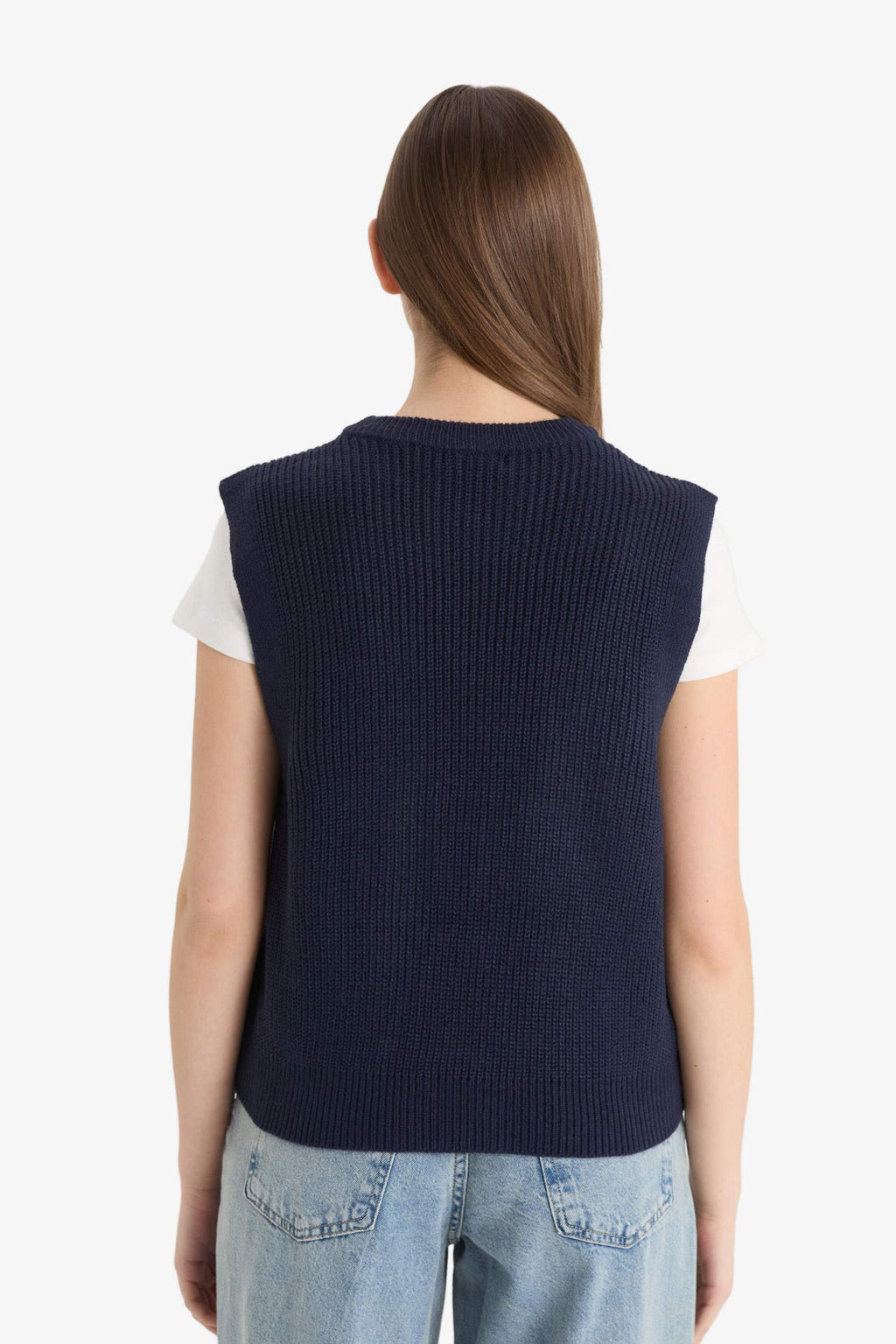 Oversize Wide Fit Crew Neck Knit Sweater