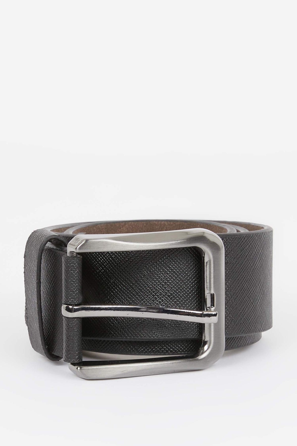 Mens Rectangular Buckle Faux Leather Jean Belt
