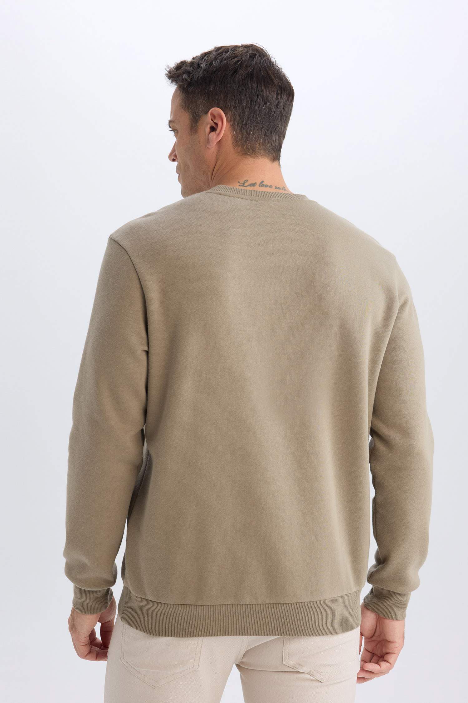 Regular Fit Crew Neck Thick Basic Plain Sweatshirt