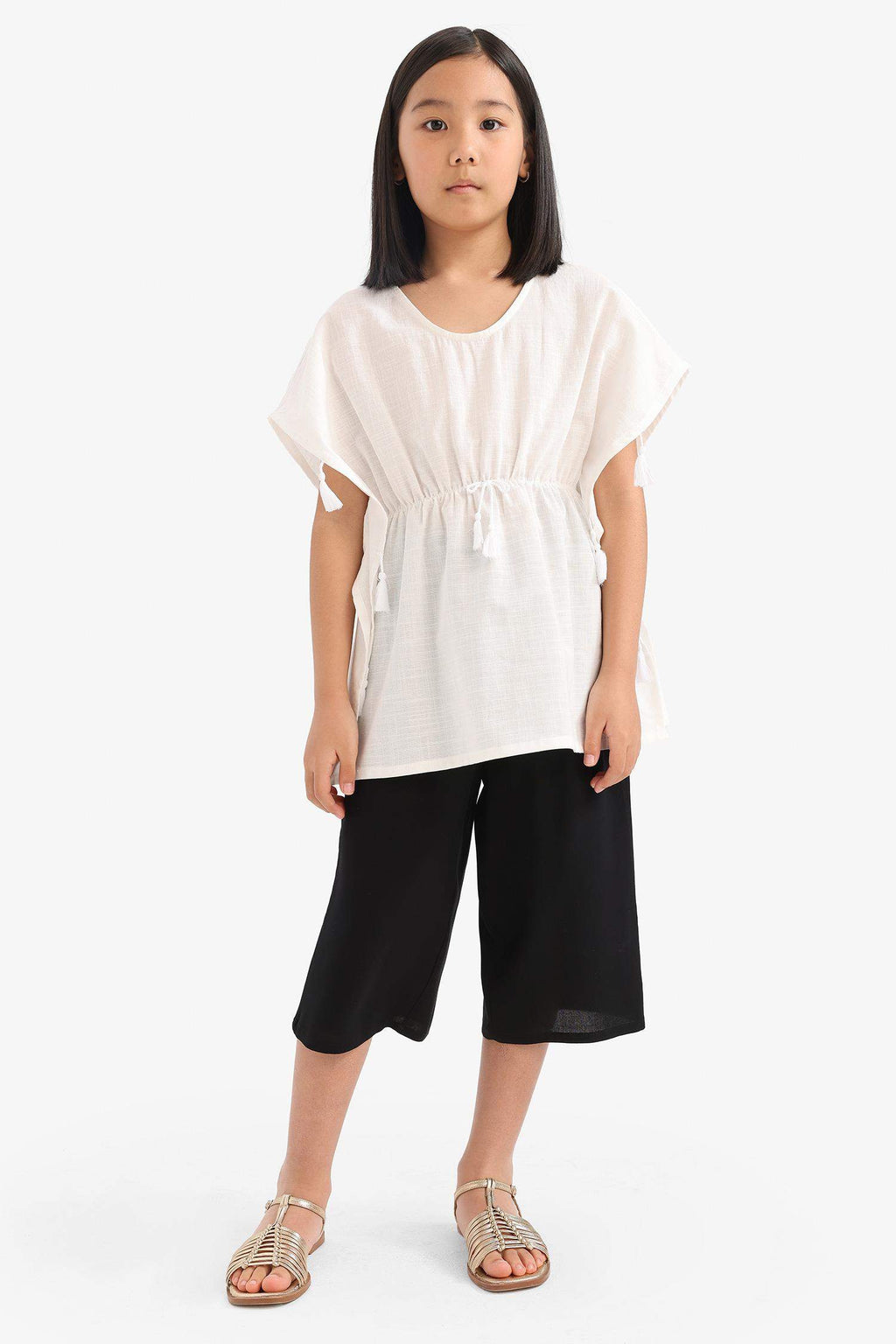 Girl Culotte Wide Leg Viscose Trousers