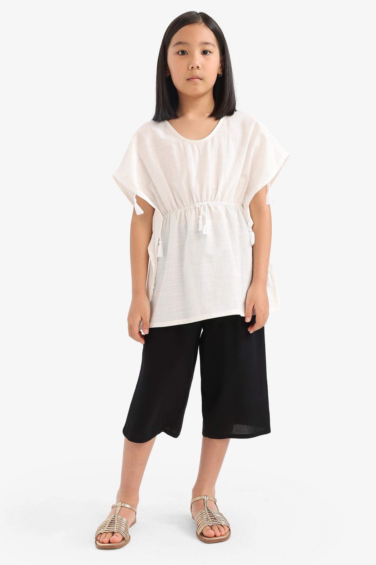 Girl Culotte Wide Leg Viscose Trousers