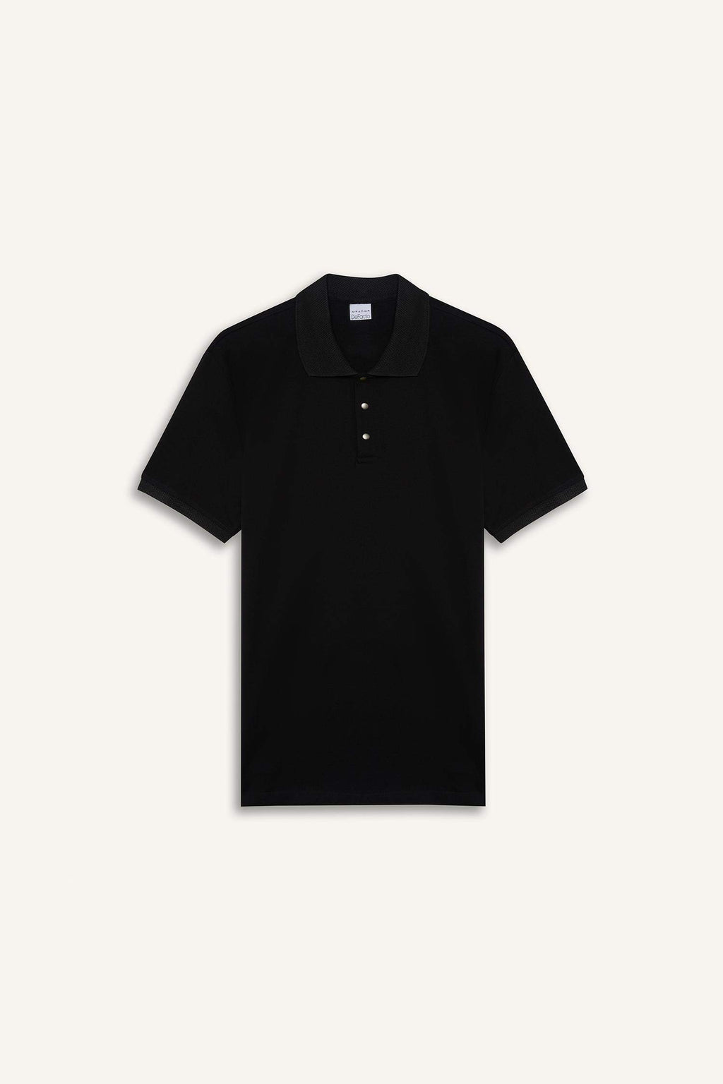 Slim Fit Slim Cut Polo Neck Short Sleeve Textured Basic Plain Black T-Shirt