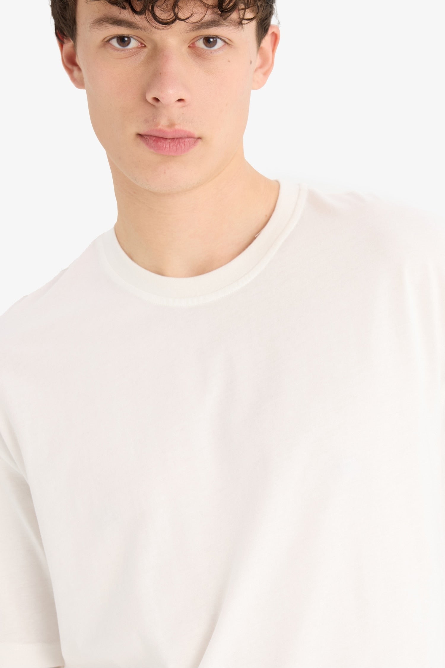 Cotton Oversize Fit Crew Neck Basic White T-Shirt