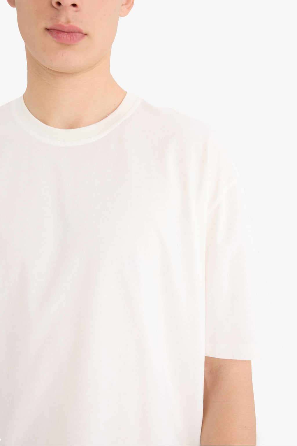 Cotton Oversize Fit Crew Neck Basic White T-Shirt