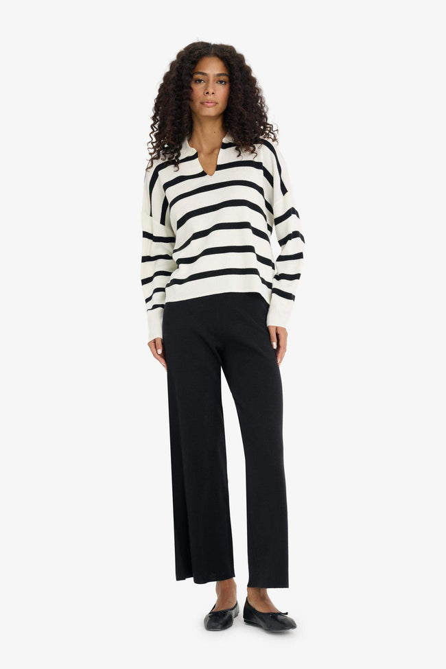 Flare Fit Wide Leg Elastic Waist Basic Knit Trousers Hover Image