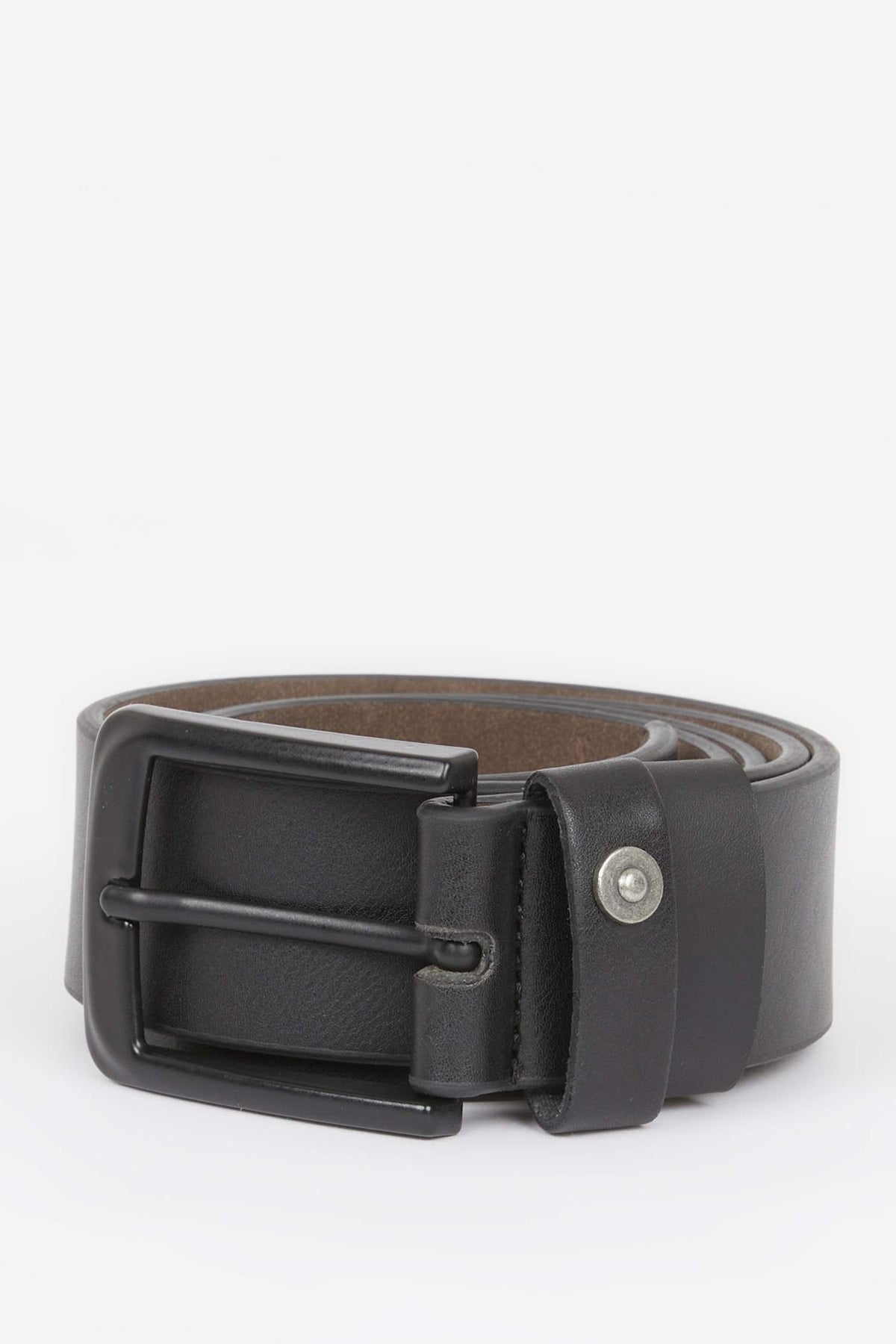Mens Rectangular Buckle Faux Leather Jean Belt