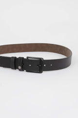 Mens Rectangular Buckle Faux Leather Jean Belt