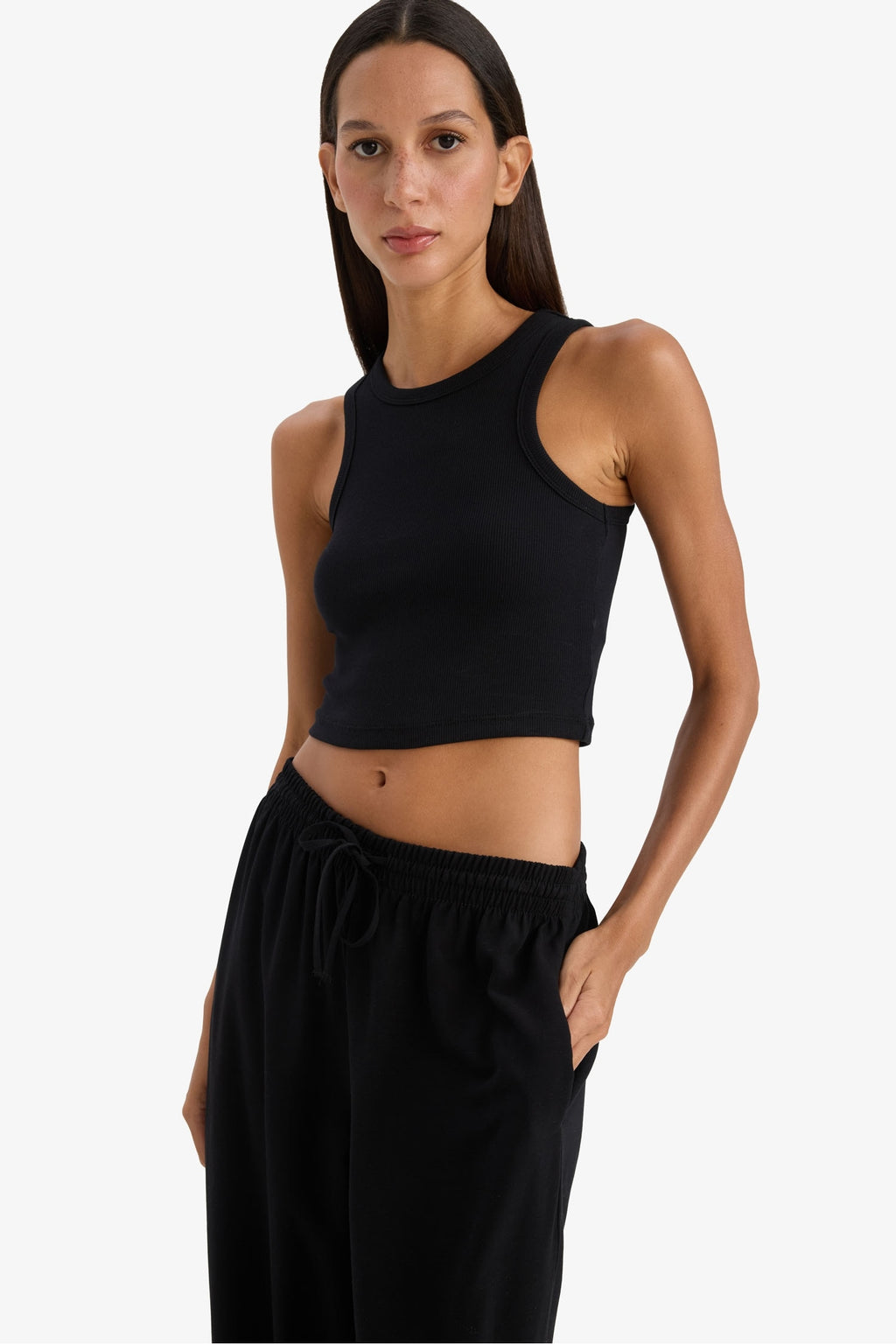 Slim Fit Camisole Halter Collar Tank Top
