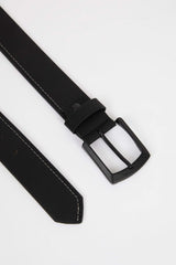 Mens Square Buckle Faux Leather Jean Belt