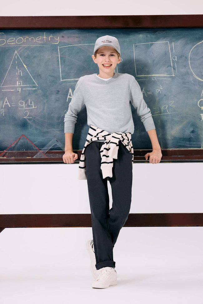 Boys Straight Leg Gabardine Trousers Hover Image