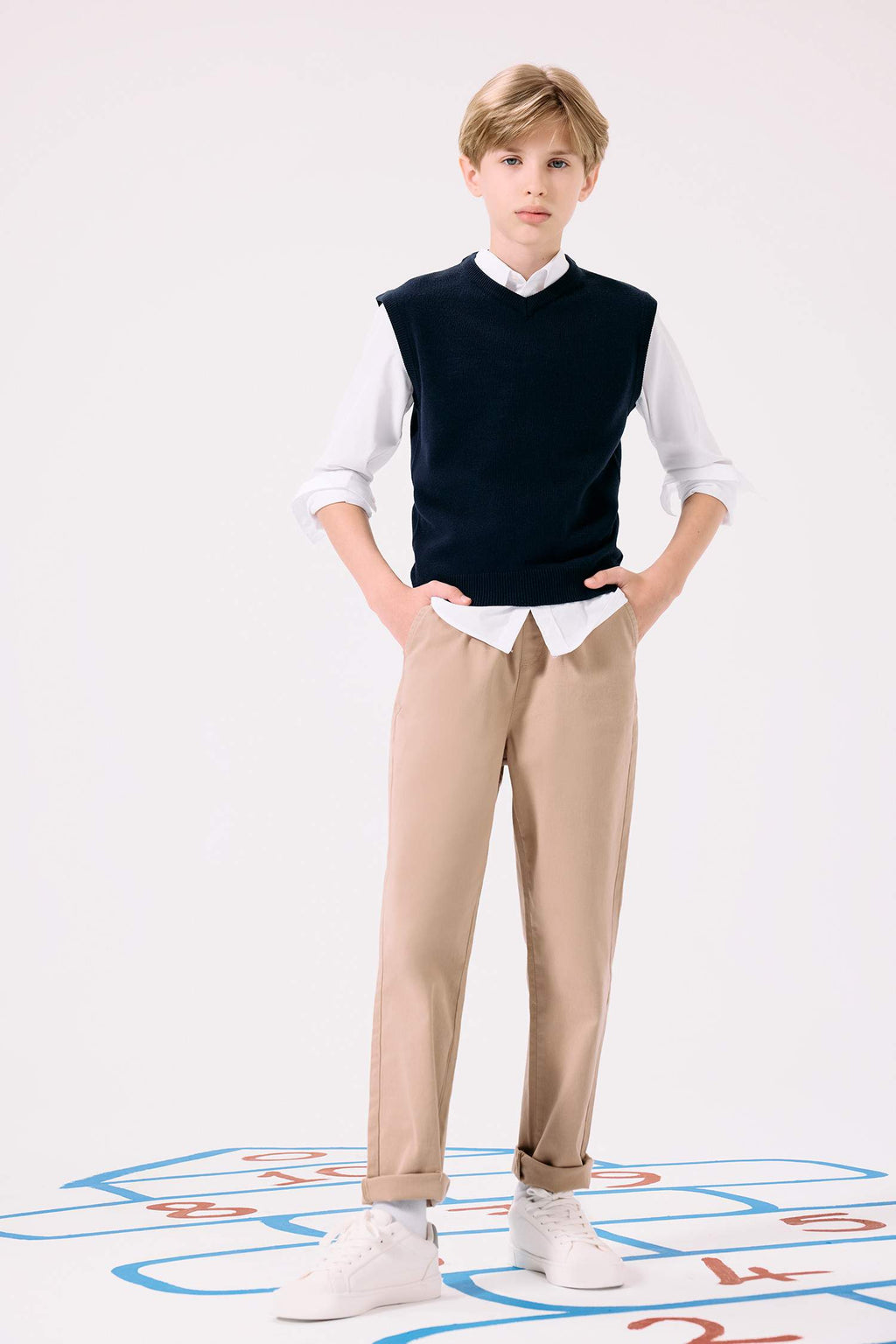 Boys Straight Leg Gabardine Trousers