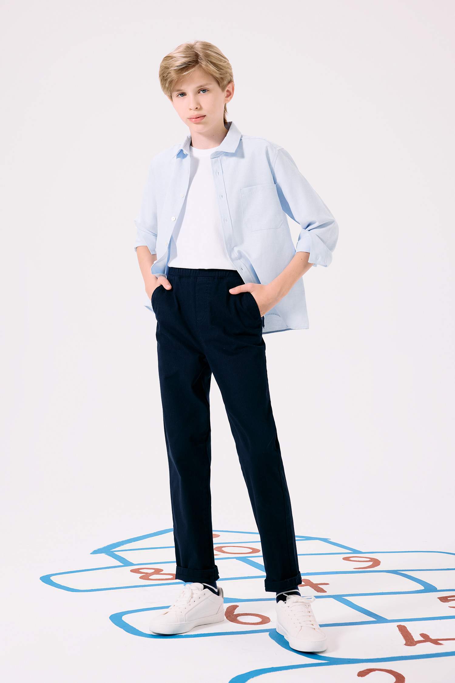 Boys Straight Leg Gabardine Trousers