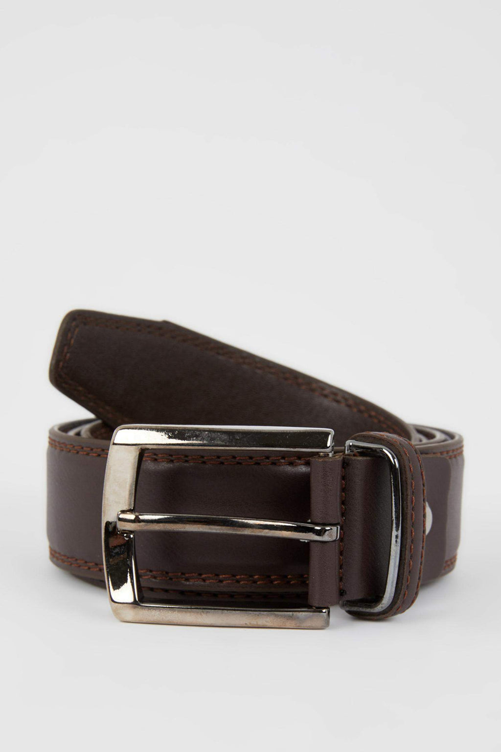 Men's Rectangular Buckle Leather Look Belt