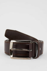 Men's Rectangular Buckle Leather Look Belt