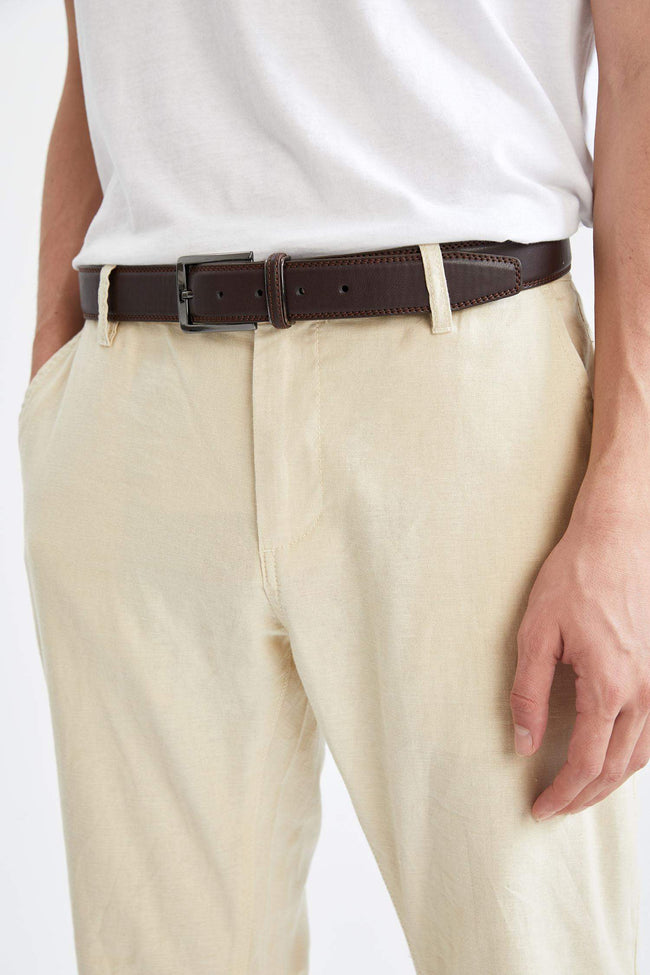 Men's Rectangular Buckle Leather Look Belt Hover Image