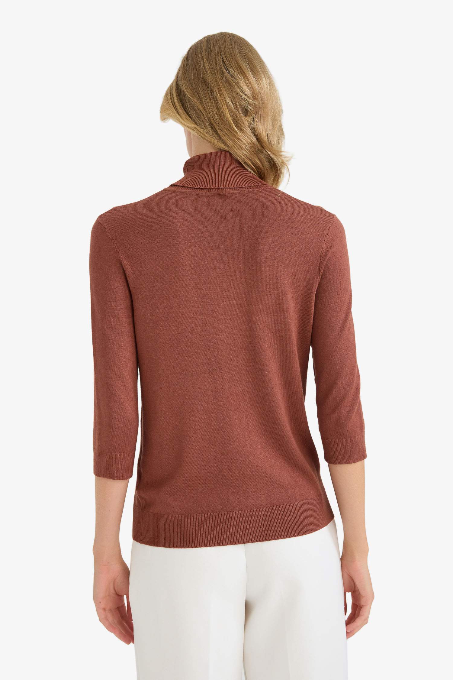 Regular Fit Turtleneck Half Sleeve Basic Plain Knitwear Sweater