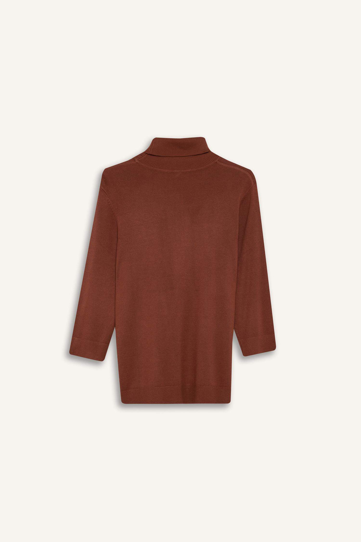Regular Fit Turtleneck Half Sleeve Basic Plain Knitwear Sweater