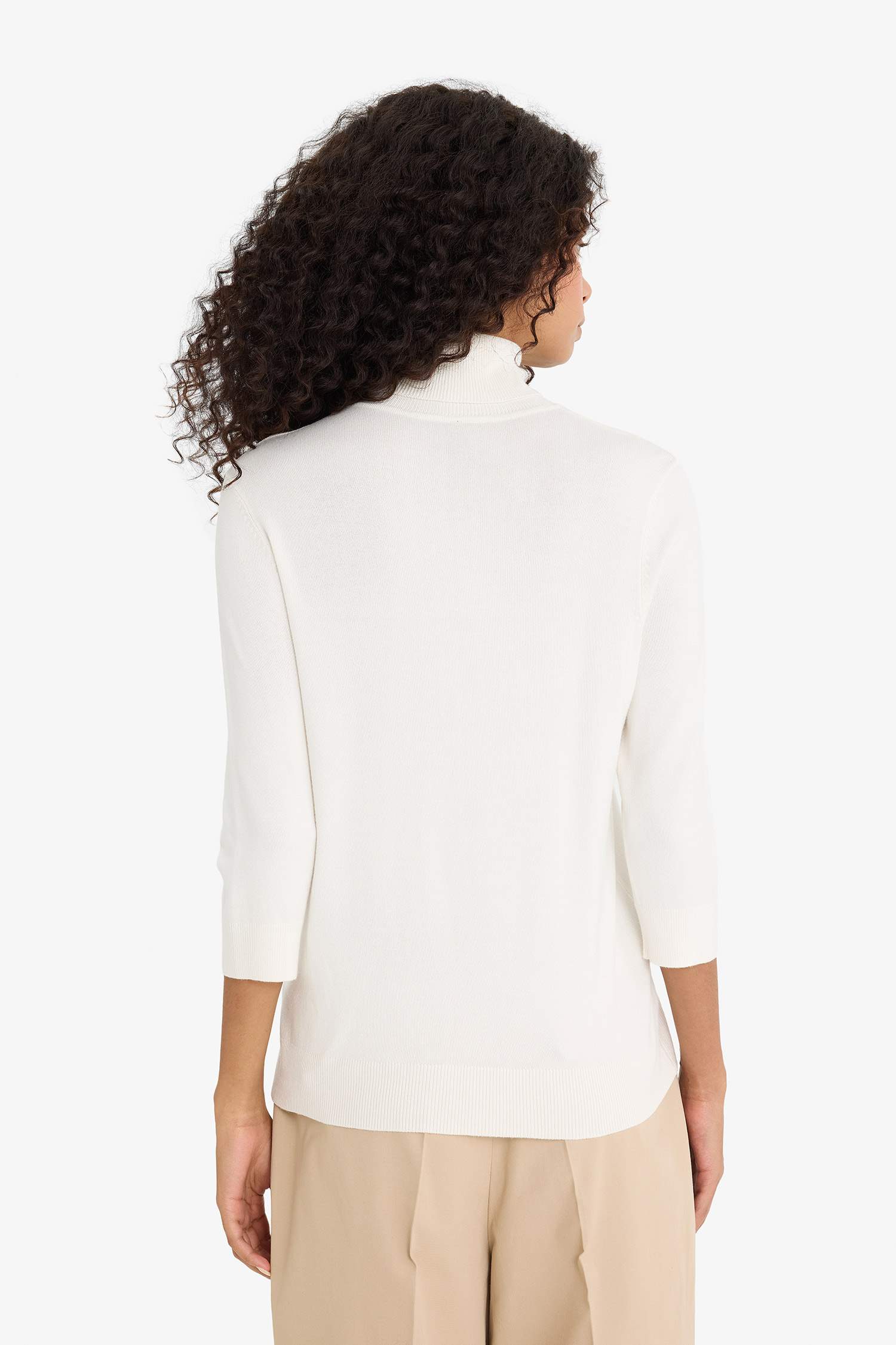 Regular Fit Turtleneck Half Sleeve Basic Plain Knitwear Sweater