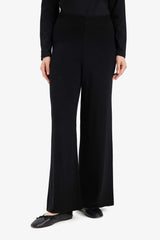 Relax Fit Knitted Trousers Basic Straight Elastic Waist Wide Leg