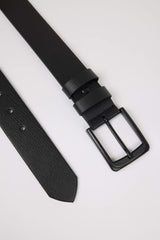 Mens Rectangular Buckle Faux Leather Jean Belt