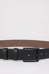Mens Rectangular Buckle Faux Leather Jean Belt