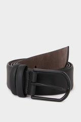 Mens Rectangular Buckle Faux Leather Jean Belt