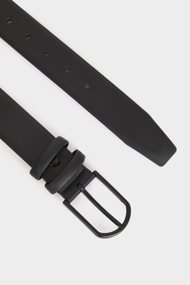 Mens Rectangular Buckle Faux Leather Jean Belt Hover Image