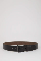 Mens Rectangular Buckle Faux Leather Jean Belt