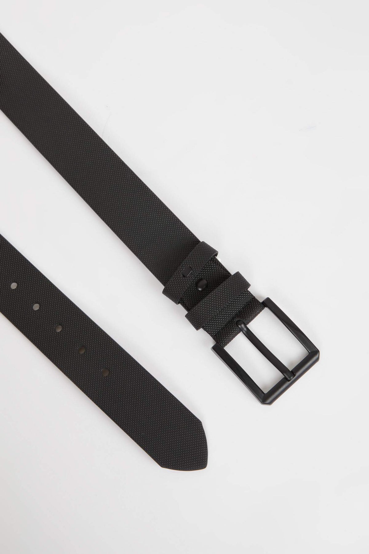 Mens Rectangular Buckle Faux Leather Jean Belt