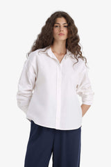 Oversize Fit Shirt Collar Oxford Long Sleeve Shirt