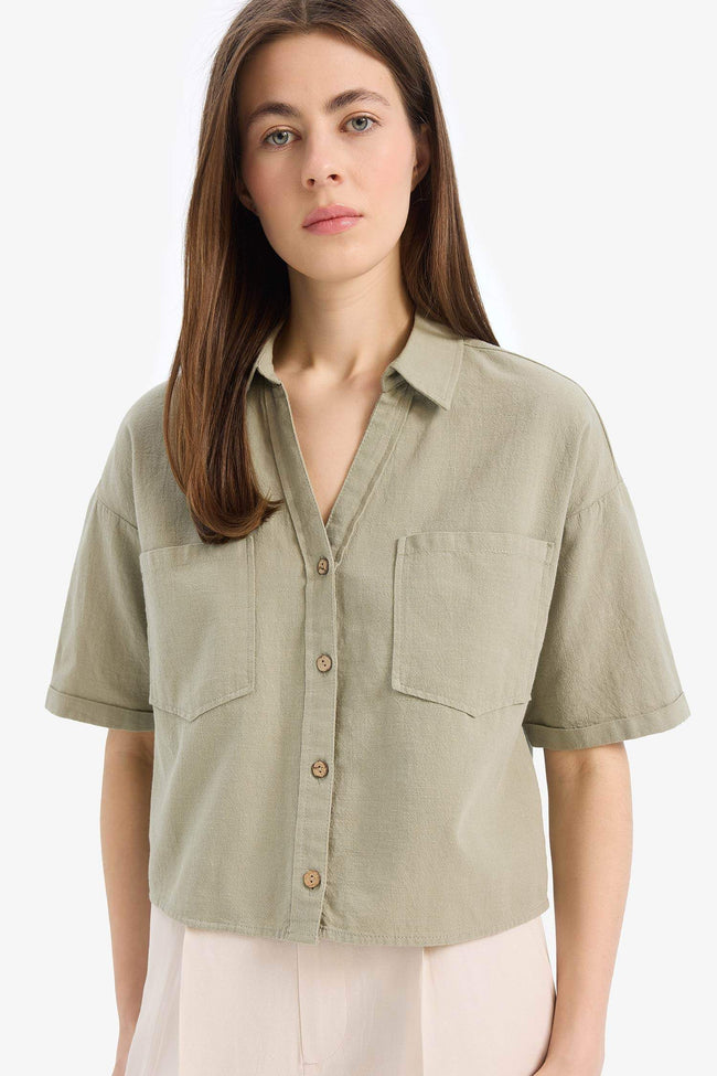 Boxy Fit Shirt Collar Short Sleeve Shirt Hover Image