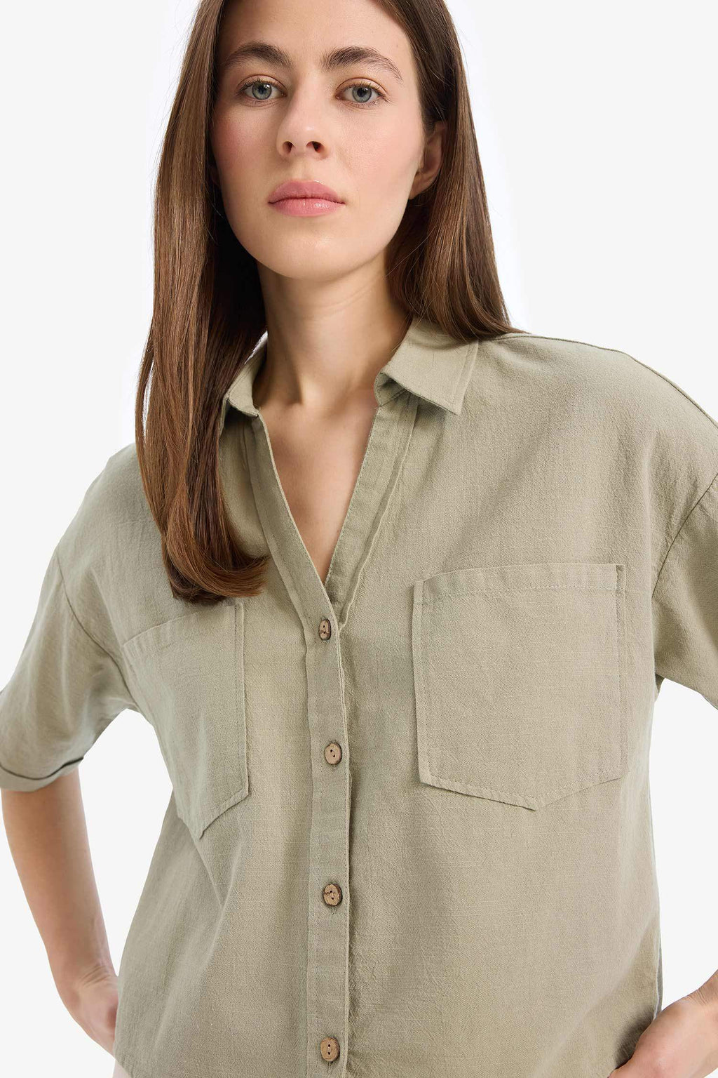 Boxy Fit Shirt Collar Short Sleeve Shirt
