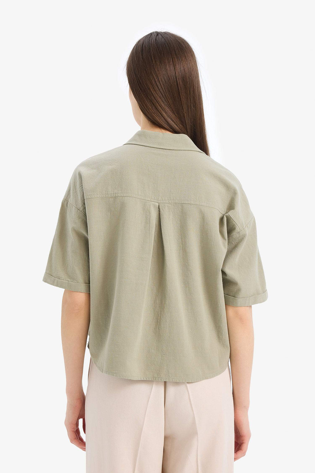 Boxy Fit Shirt Collar Short Sleeve Shirt