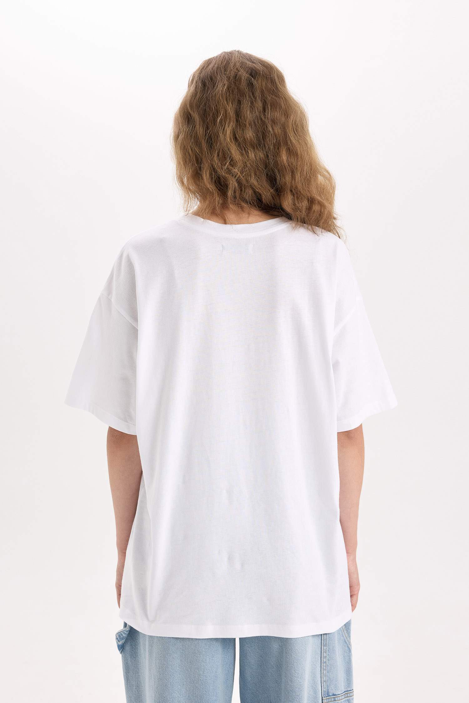 Oversize Wide Mold Basic Plain Crew Neck Short Sleeve White T-Shirt
