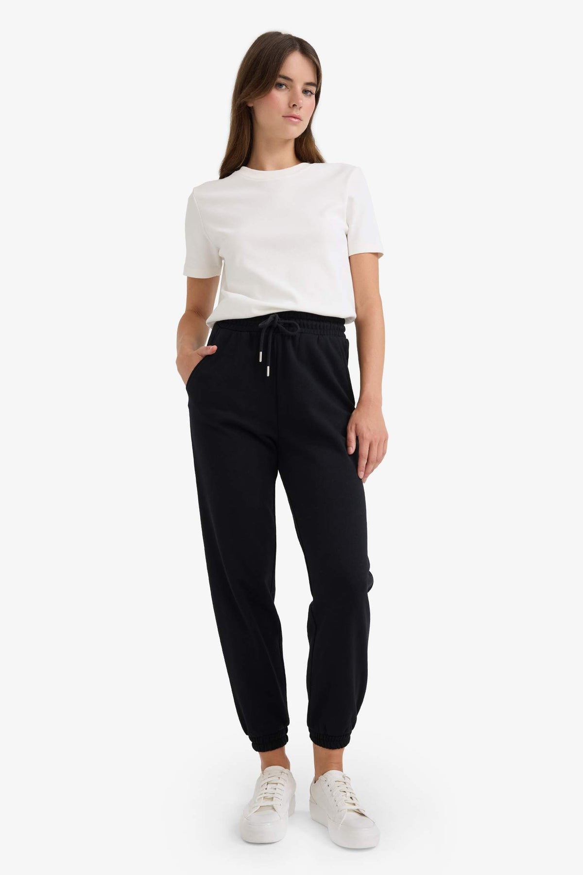 Joggers basic cut plain with pockets high waist thick sweatpants