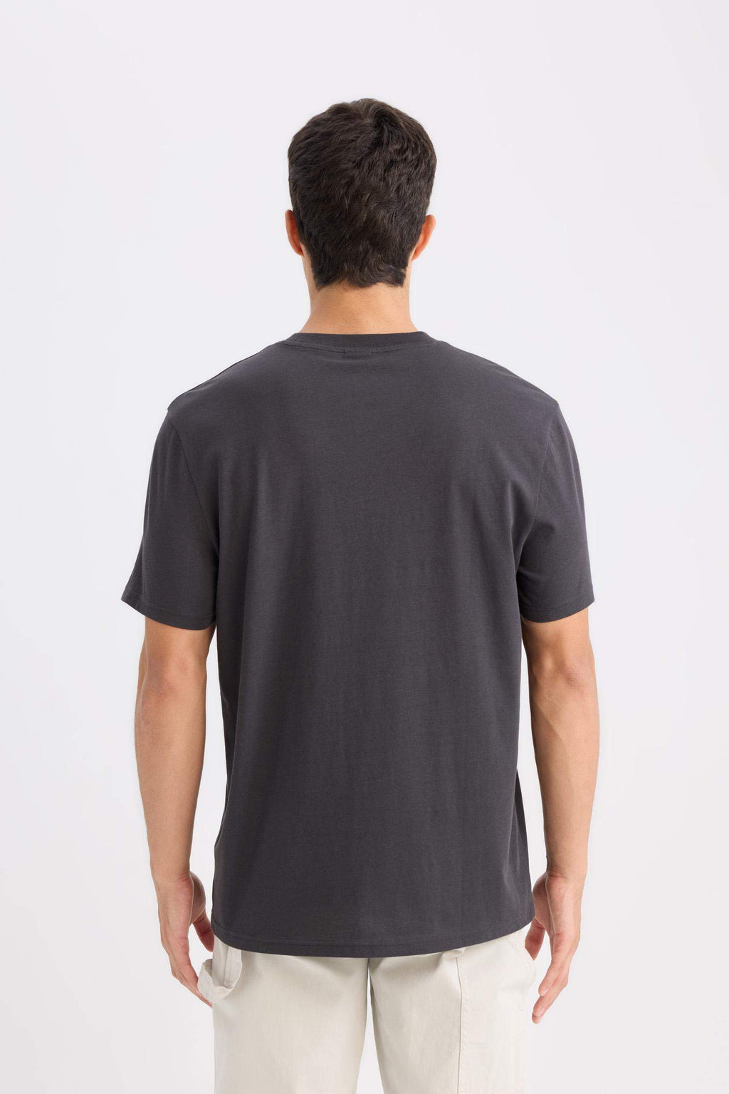 100% Cotton New Regular Fit Cycling Collar Basic Flat Short Sleeve T-Shirt