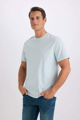100% Cotton New Regular Fit Cycling Collar Basic Flat Short Sleeve T-Shirt