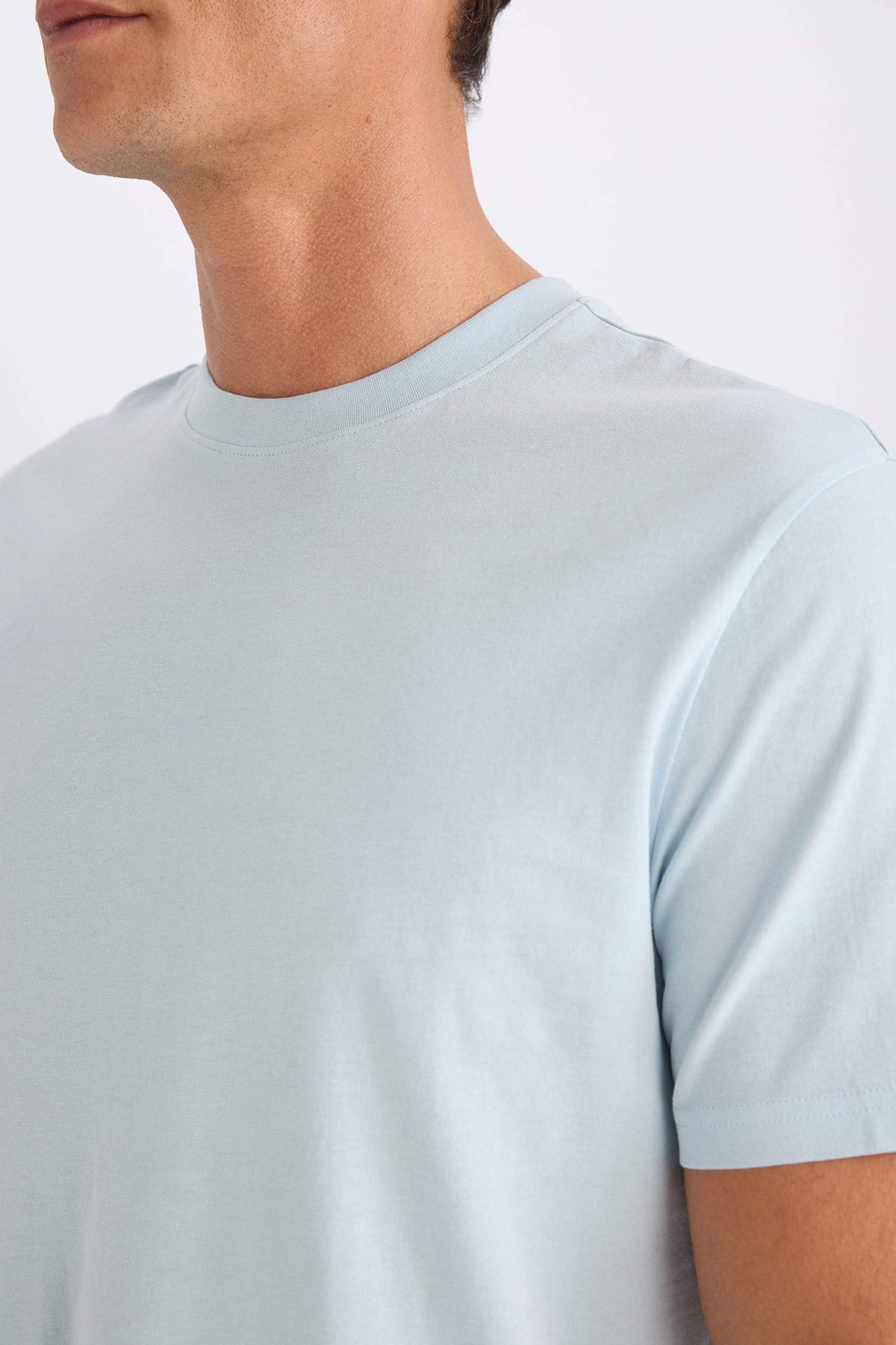 100% Cotton New Regular Fit Cycling Collar Basic Flat Short Sleeve T-Shirt