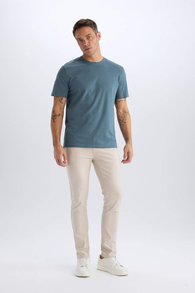 100% Cotton New Regular Fit Cycling Collar Basic Flat Short Sleeve T-Shirt Main Image